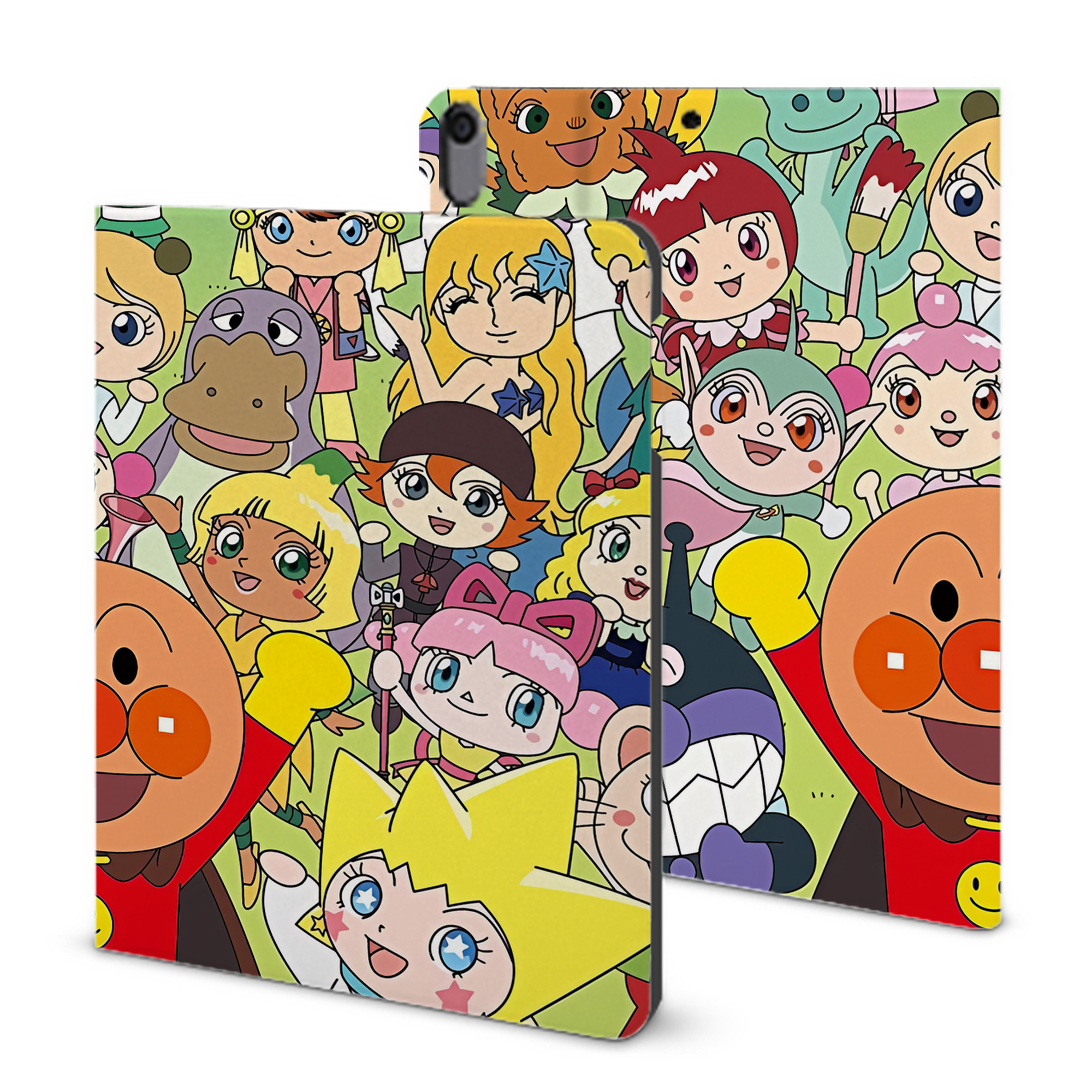 （画像用） アンパンマン Anpanman IPad ケース ブック型 PUレザー TPU 耐衝撃 軽量 薄型 ペン収納なし 全面保護 IPad 各モデル対応